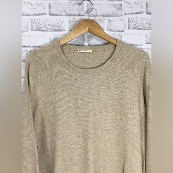 Marine Layer Mens Knit Beige Cotton Blend Crew Neck Sweater Size XXL - M400 - Picture 2 of 9